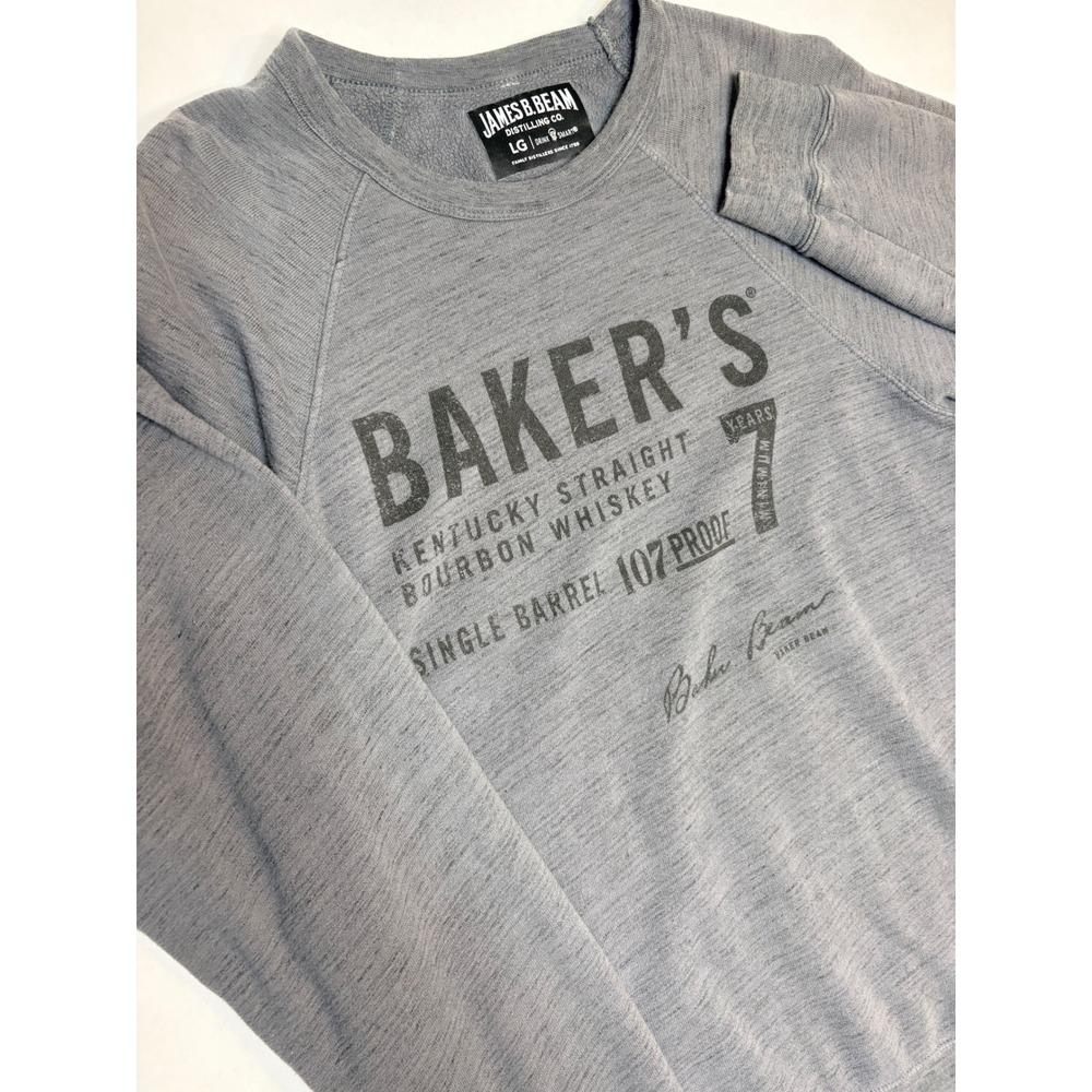 James B Beam Baker's Bourbon Whiskey Sweatshirt Mens Large Gray Raglan Pullover